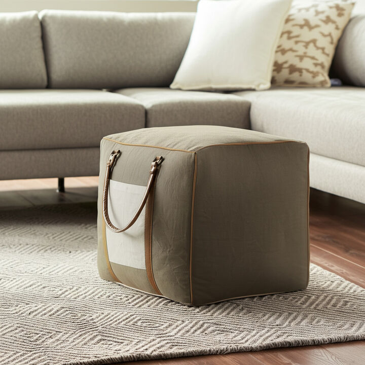 Hivvago 20 Inch Gray Cotton Blend Ottoman