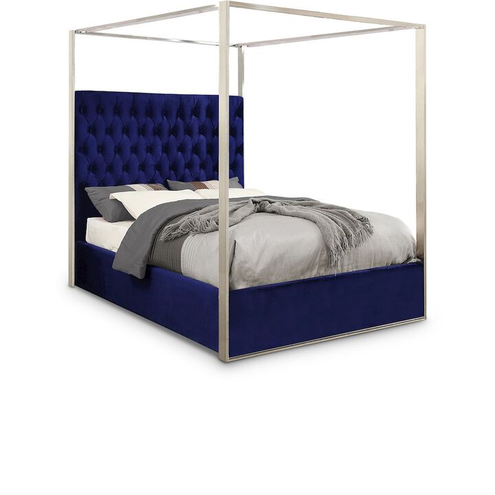 Meridian Furniture Porter Navy Velvet Queen Bed