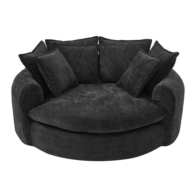 Merax Round Chenille Chaise Sofa with 8 Throw Pillows