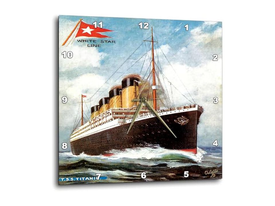 Vintage White Star Line Titanic Bln Wall Clock 13 Inch Silent Home Decor
