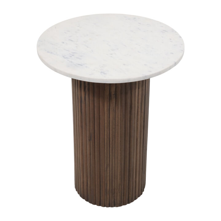 Fluted Base Travertine Table