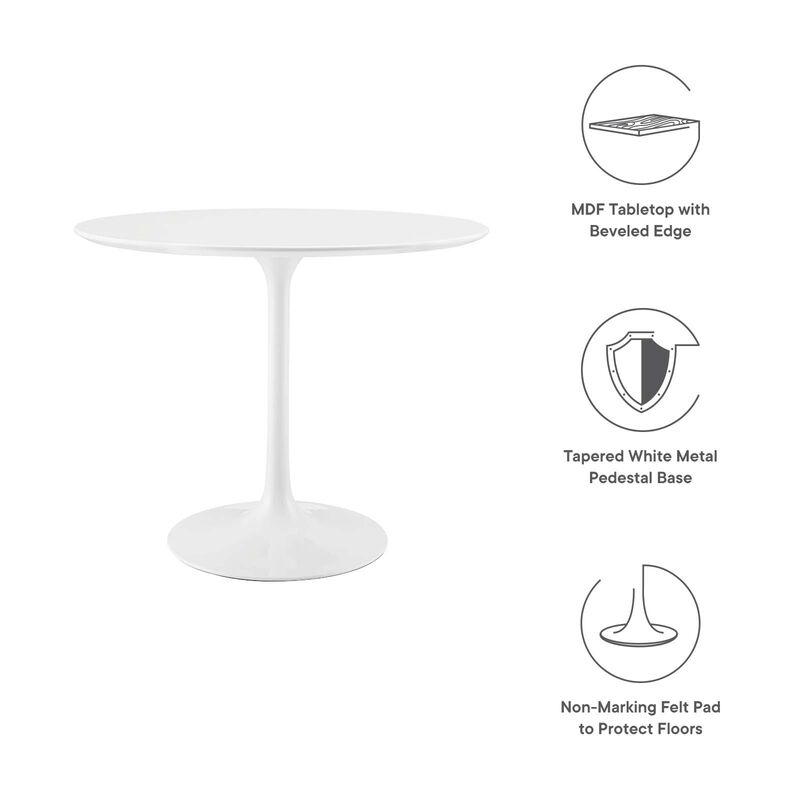 Modway - Lippa 36" Round Wood Top Dining Table White