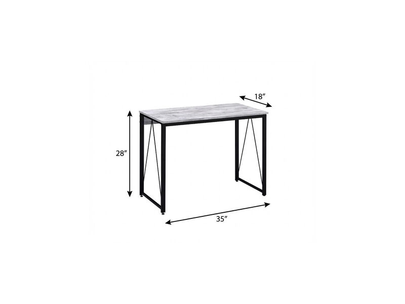 HomeRoots 35" Antiqued White and Black Writing Desk image number 4