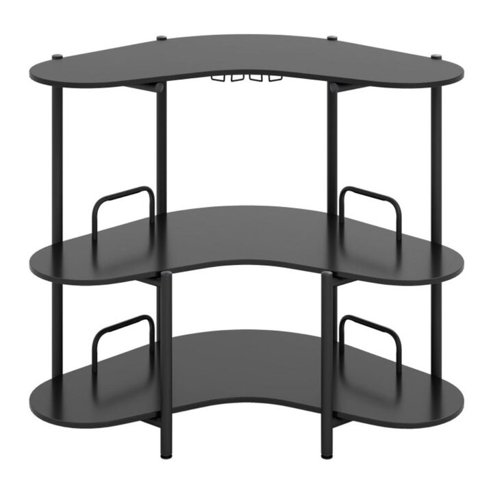 Hivvago 3-Tier Liquor Bar Table with Stemware Racks and Storage Shelves