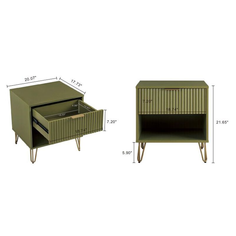Dumbo 1-Drawer Nightstand in Green