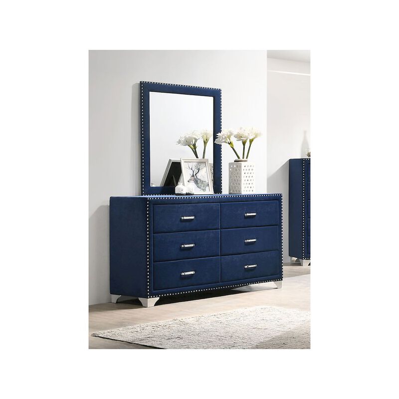 Coaster Co. of America Melody 6-drawer Upholstered Dresser with Mirror Pacific Blue image number 4