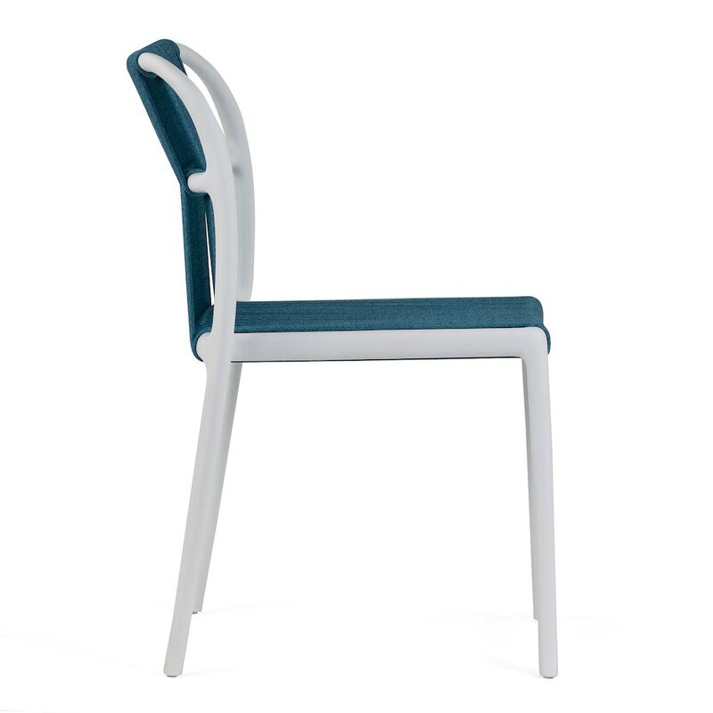 Glamour Home Set of 2 Belden Blue Woven Rope Fabric Dining Chair with Plastic Frame