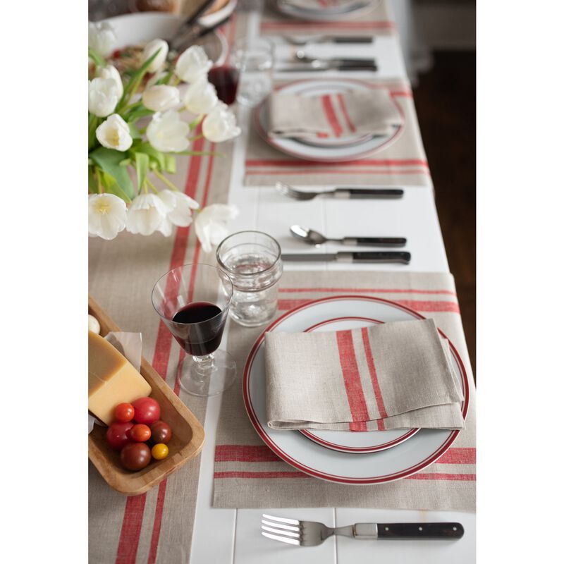 Solino Home 100% Pure Linen Table Runner - French Stripe