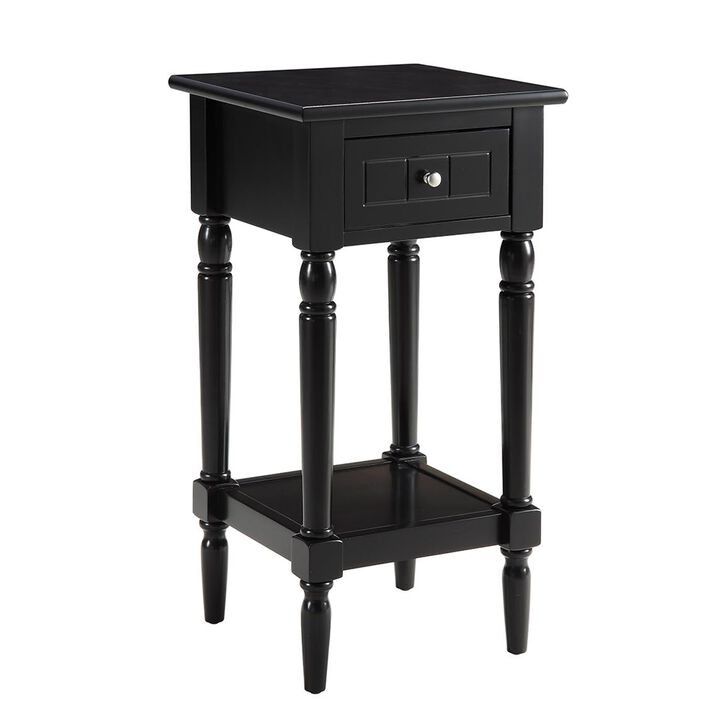 Convenience Concepts French Country Khloe 1 Drawer Accent Table with Shelf, Black