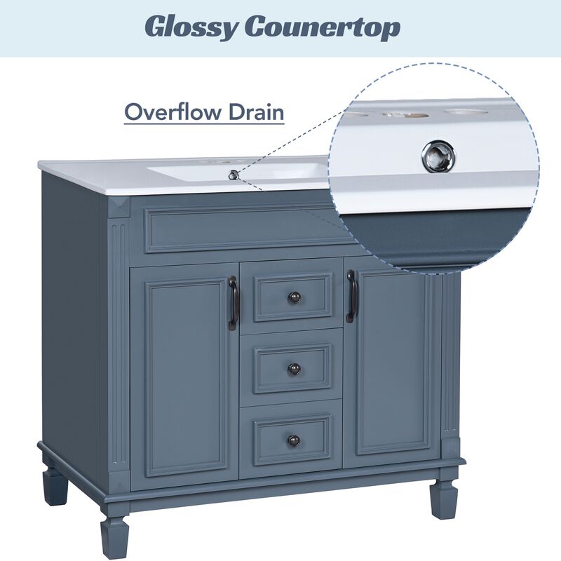 36 in. W Modern Bathroom Vanity with Sink and Top, 2 Soft-Close Doors and Storage Cabinet image number 3