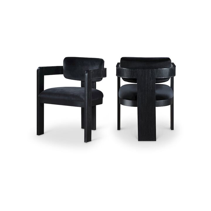 Meridian Furniture Sacha Black Velvet Dining Chair, Set of 2