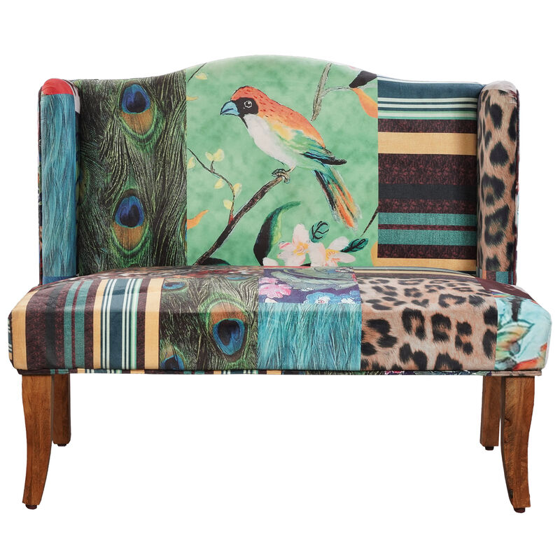 Vesta Bird Collage Print Settee, Multicolor