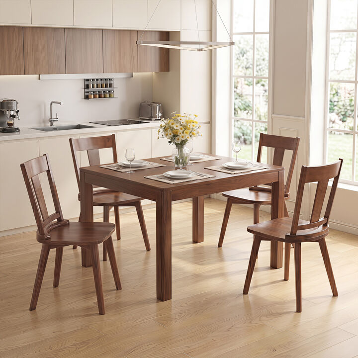 Set of 4 Wooden Dining Chairs with Solid Wood Backrests for Kitchen and Dining
