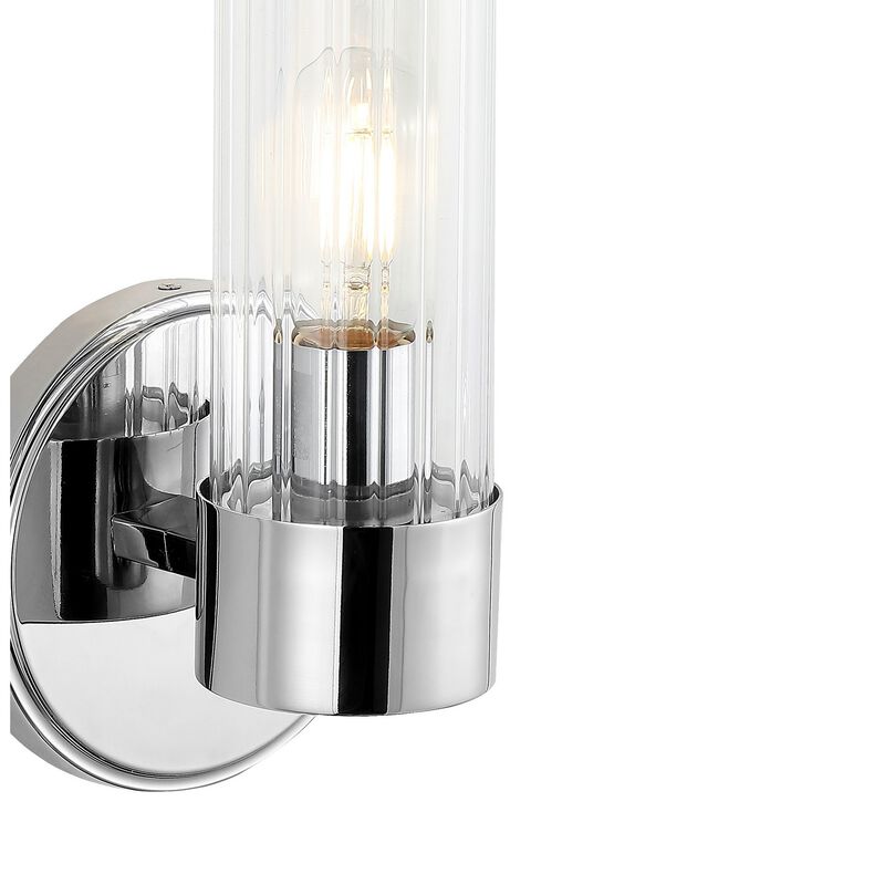 Cecil Tall Cylinder Ironstriped Glass Modern Mid Century LED Vanity