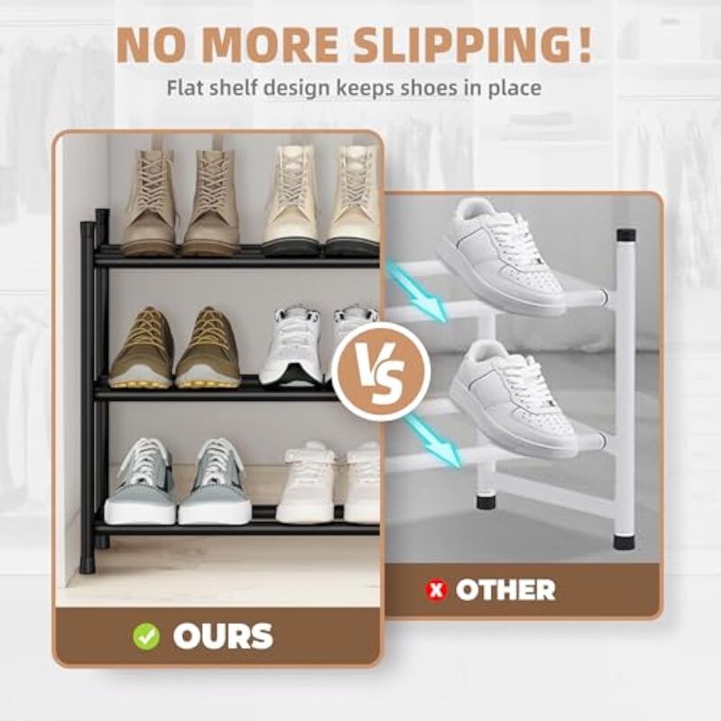 Entryway Metal Shoe Organizer Adjustable Shelves Closet Storage image number 3