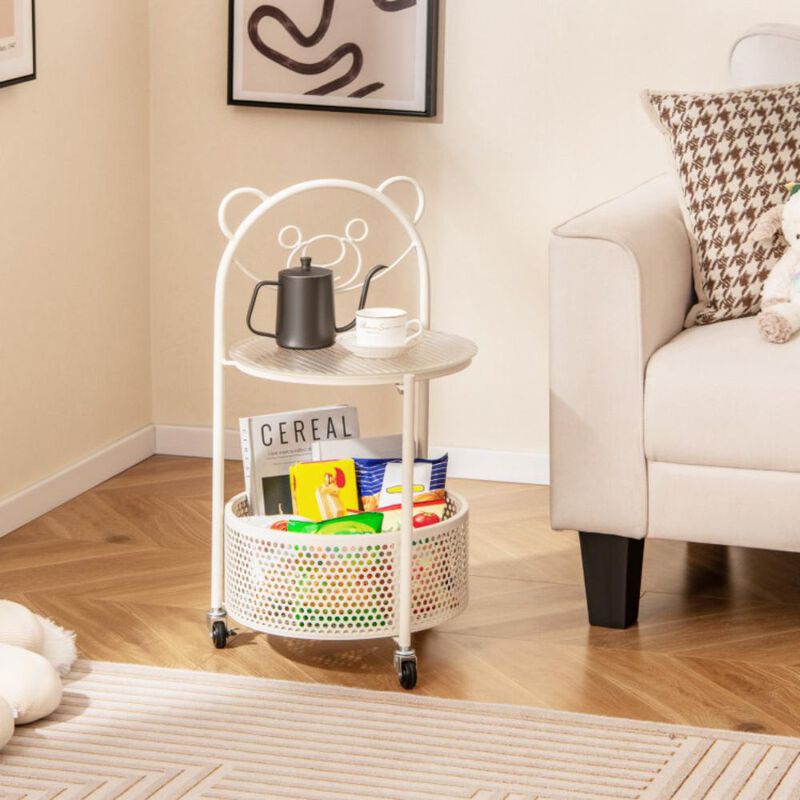 Hivvago Modern Sofa Side Table on Lockable Wheels for Living Room Bedroom Study