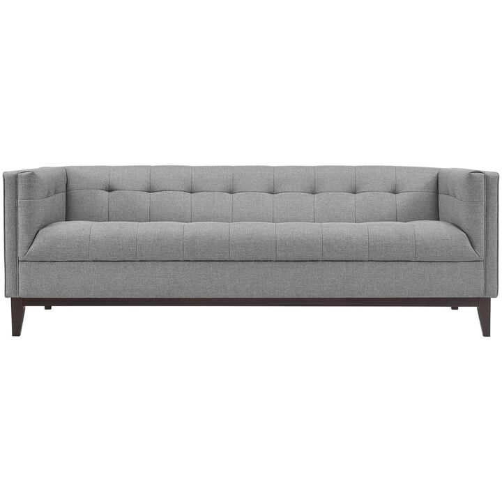 Serve Tufted Button Upholstered Sofa - Elegant and Sophisticated Mid-Century Design - Dense Foam Cushioning - Walnut Stained Wood Legs - Ideal for Living Rooms and Reception Areas - Includes 1 Serve Sofa