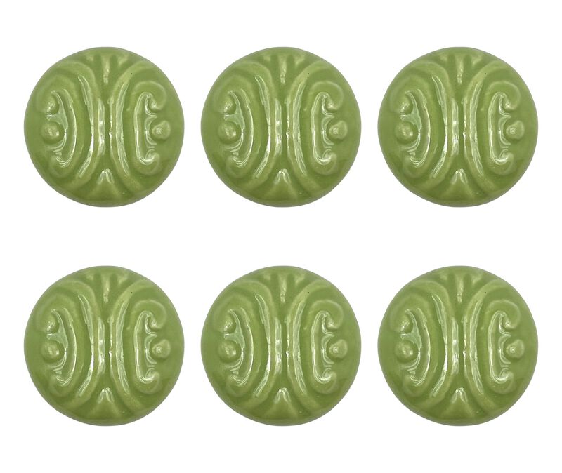 HomeRoots Set of Six Green Mushroom Knob Embossed Ceramic Drawer Pull Knobs image number 4