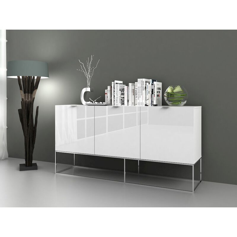 Casabianca Home Vizzione Buffet In White High Gloss With Storage