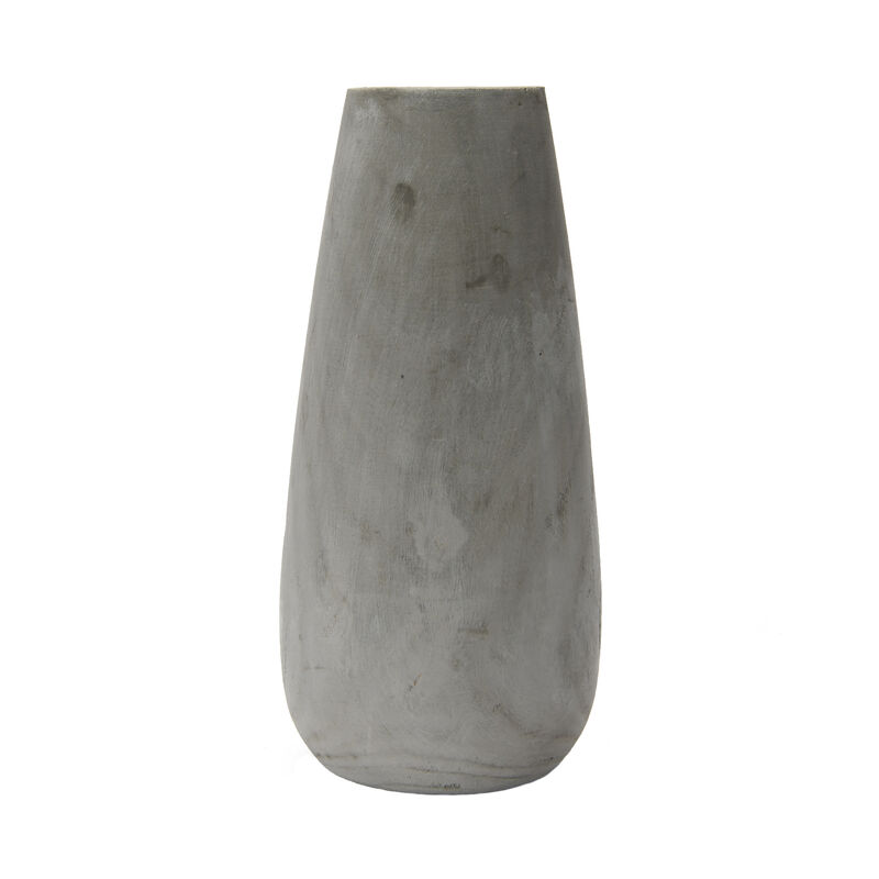 Tall Paulownia Wood Vase with Washed Finish, Grey image number 0