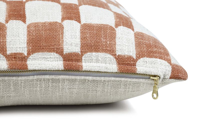 Checkered Block Printed Pillow - Cover + Insert