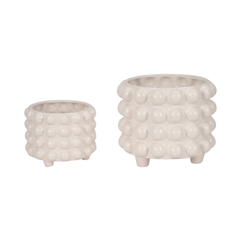 S/2 9/12" Bubble Planters, White image number 1