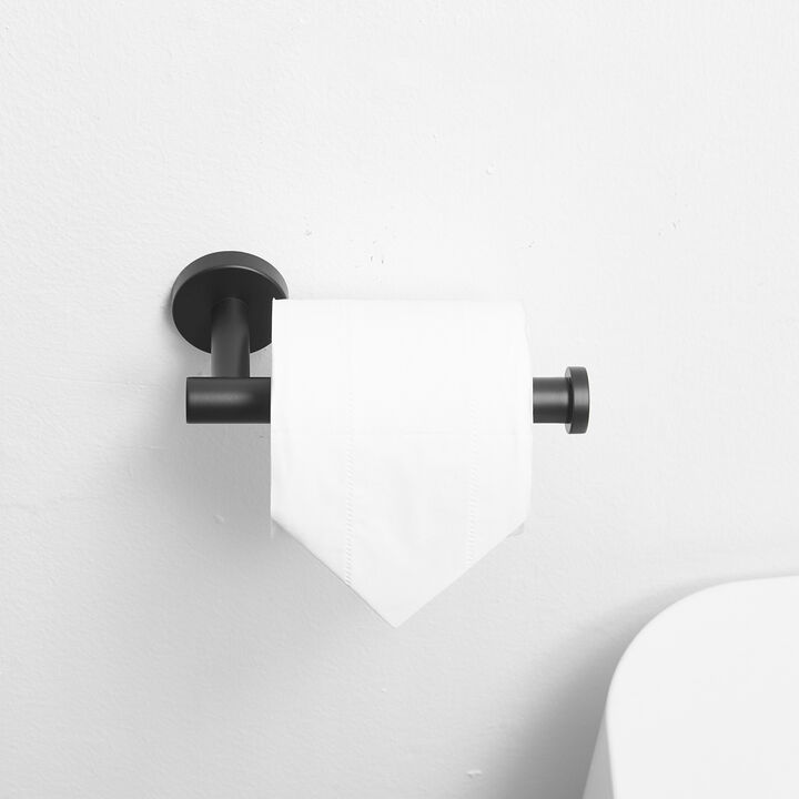 Single Post Toilet Paper Holder Wall Mounted in Matte Black