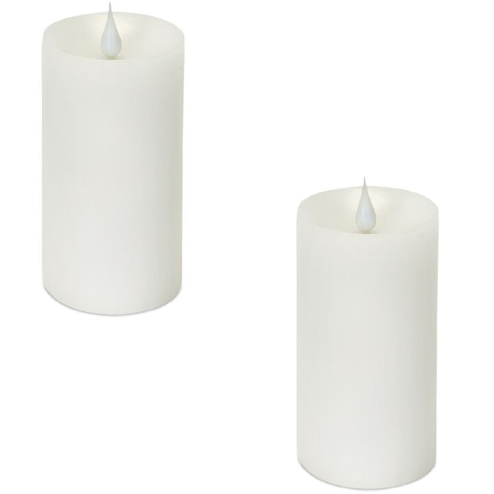 Simplux LED Pillar Candles with Moving Flame (Set of 2) for Realistic Lighting