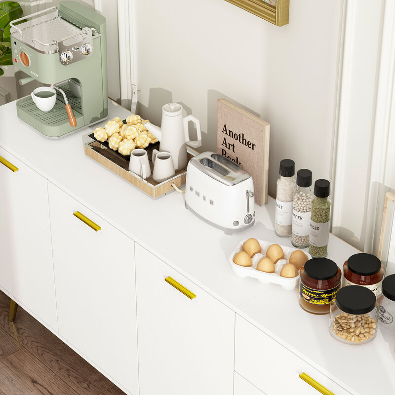 FUFU&GAGA Modern Sideboard Buffet Cabinet with 3 Drawers and 3 Doors, (70.9" W x 15.7" D x 30" H),White