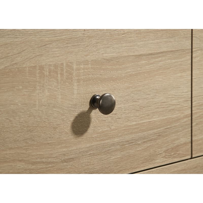 Poxy Wide Dresser with 6 Drawers, Nickel Metal, Oak Brown Wood image number 6