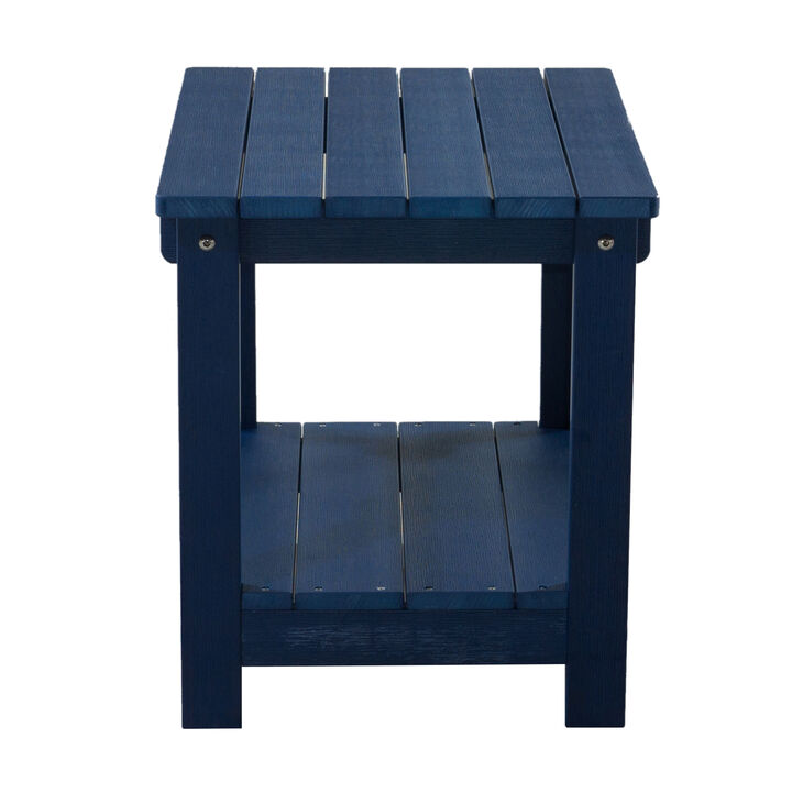 Blue End Table with Shelf