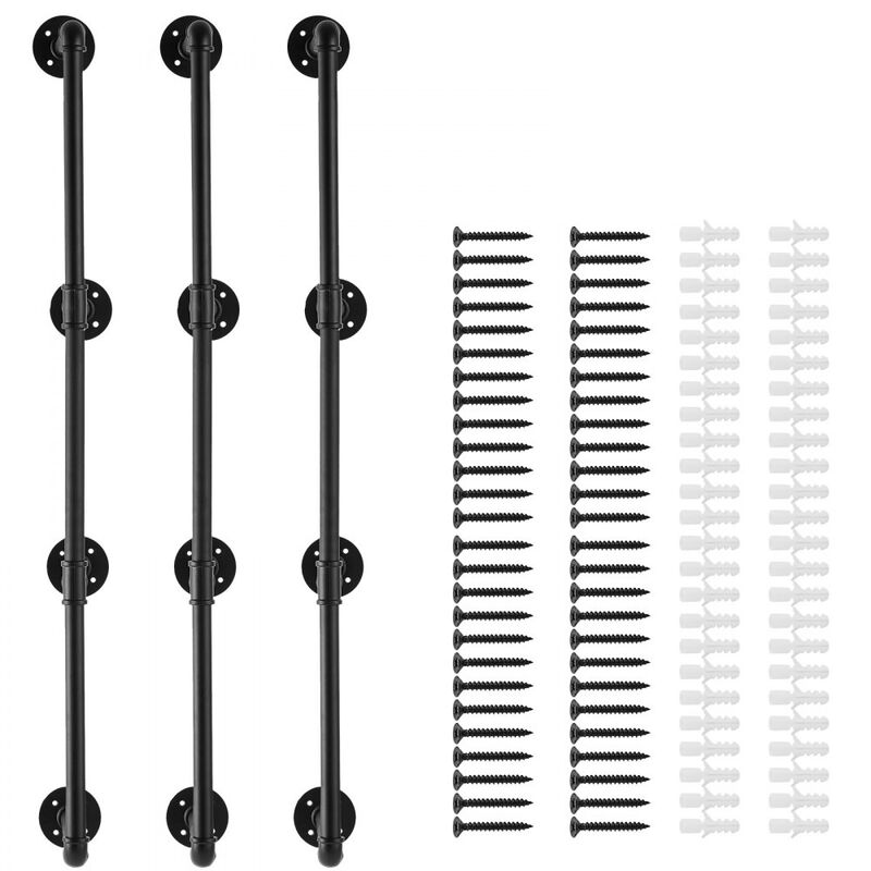 4-Tier Industrial Pipe Shelf Brackets Wall Mount Only, Wood Planks Not Included