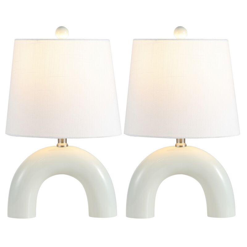 Zadie 17.75" Scandinavian Minimalist Ceramic Arch LED Table Lamp