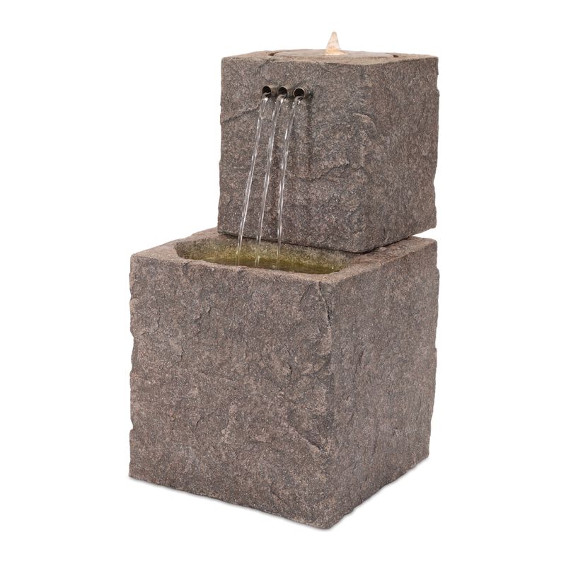 Bubbling Tiered Stone Fountain for Patio, Garden, or Front Porch Water Feature