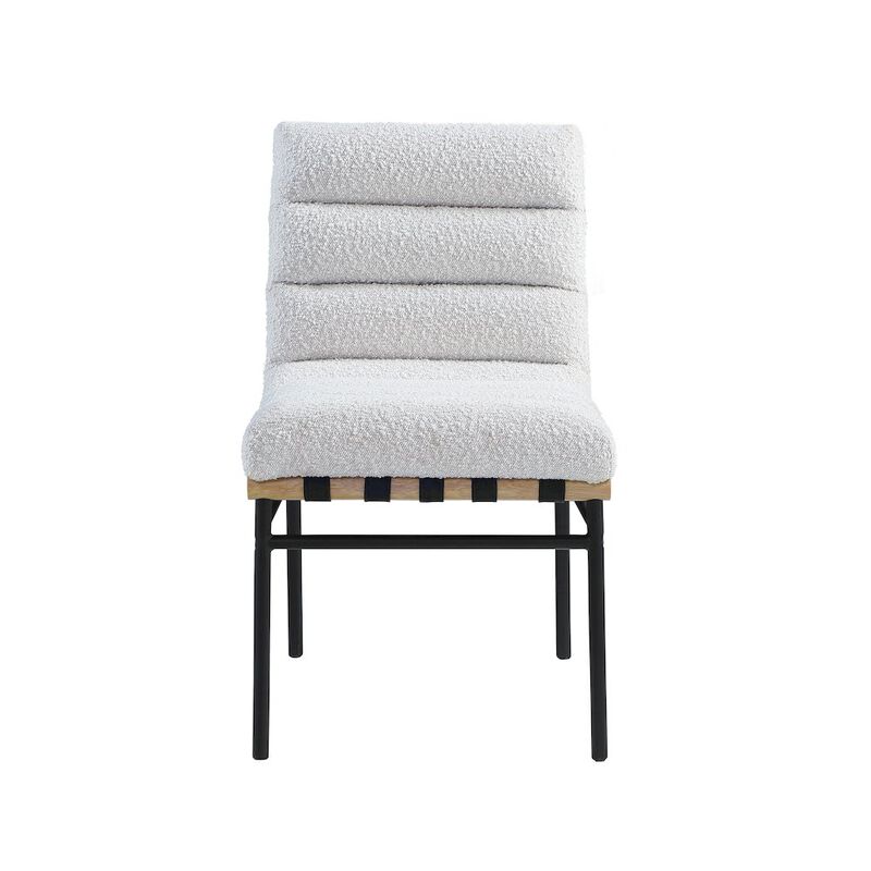 Meridian Furniture Burke Cream Boucle Fabric Dining Chair, Set of 2