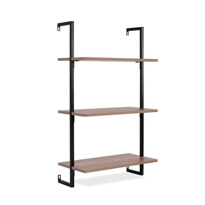 Madera  Industrial 3-Shelf Wood Wall-Mounted Open Ladder Bookcase