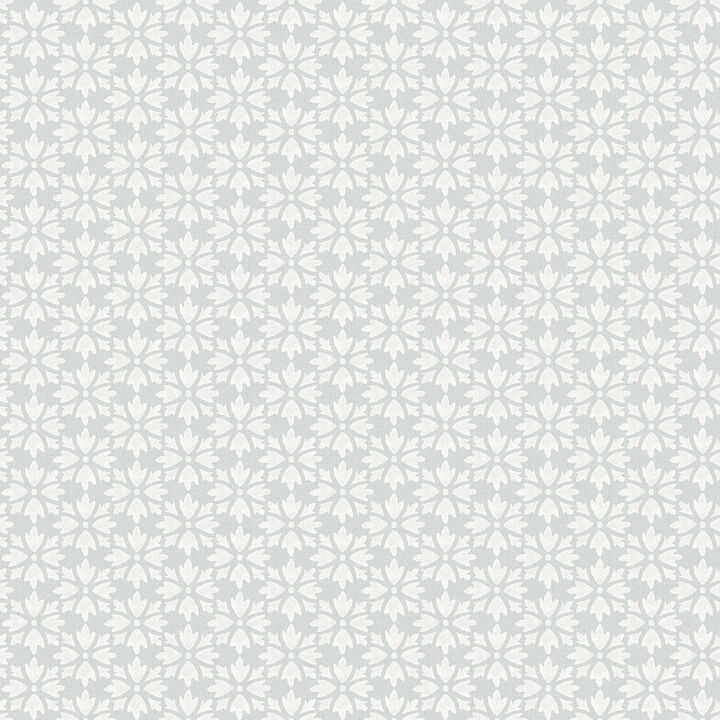 Phlox Light Blue Floral Stamp Wallpaper