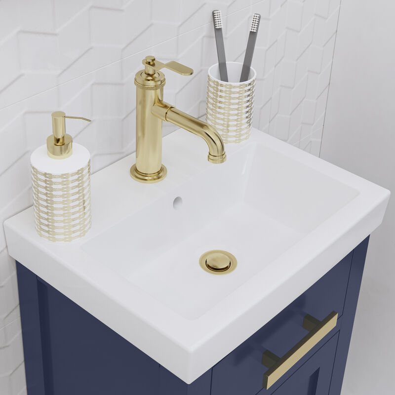 Mia 18 In. Integrated Ceramic Sink Top Bath Vanity in Monarch Blue
