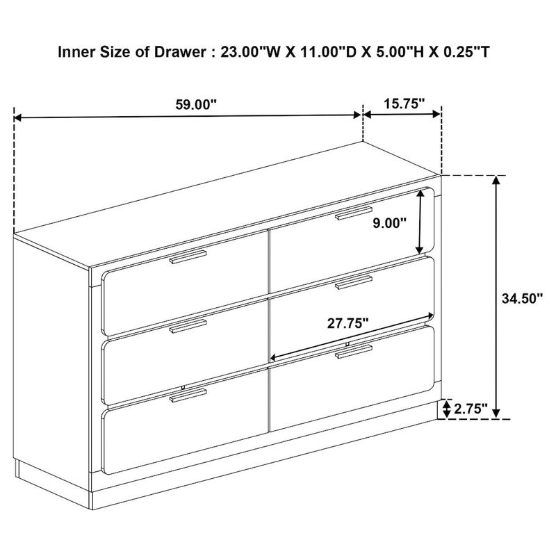 Coaster Co. of America Caraway 6-drawer Dresser White image number 1