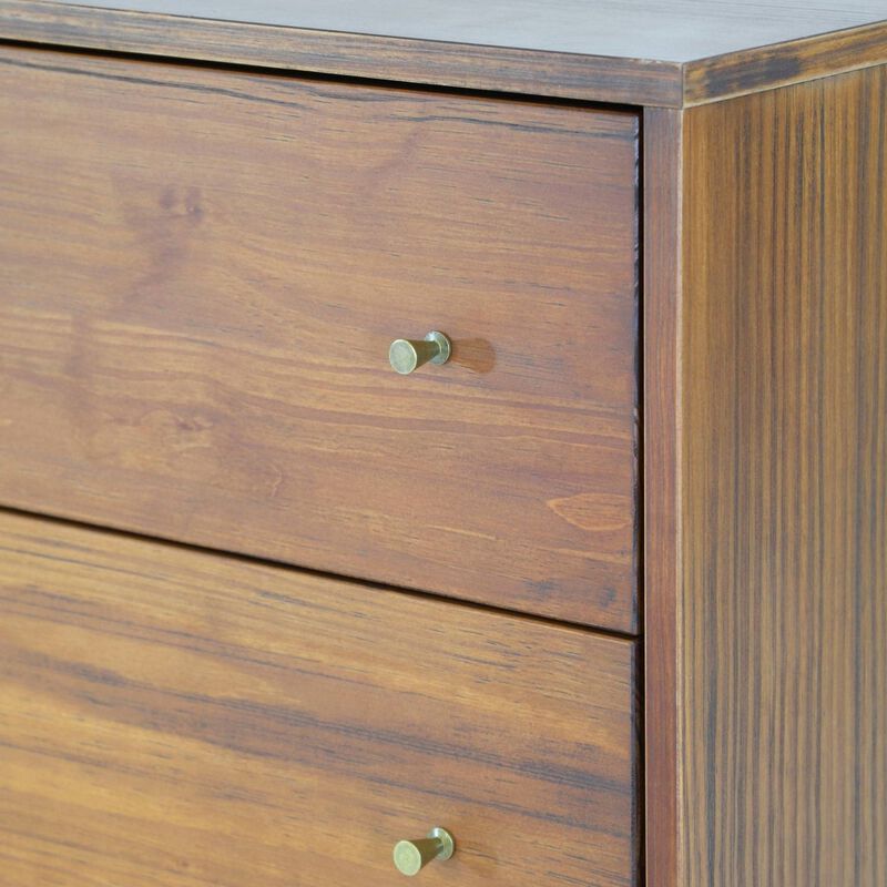 Hivvago Farmhouse Rustic Walnut Mid Century 5 Drawer Chest image number 3