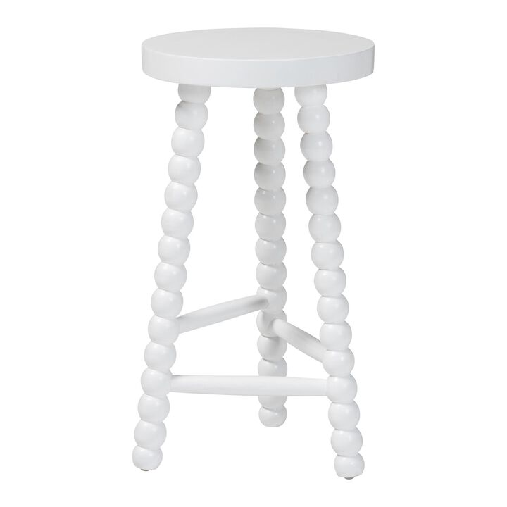 bali & pari David Acacia Wood Bobbin Counter Stool - Sculptural Backless Accent Stool for Kitchen Island or Lounge with Footrest