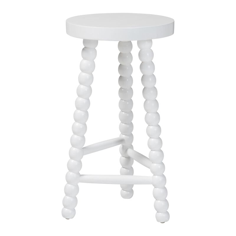 bali & pari David Acacia Wood Bobbin Counter Stool - Sculptural Backless Accent Stool for Kitchen Island or Lounge with Footrest image number 0