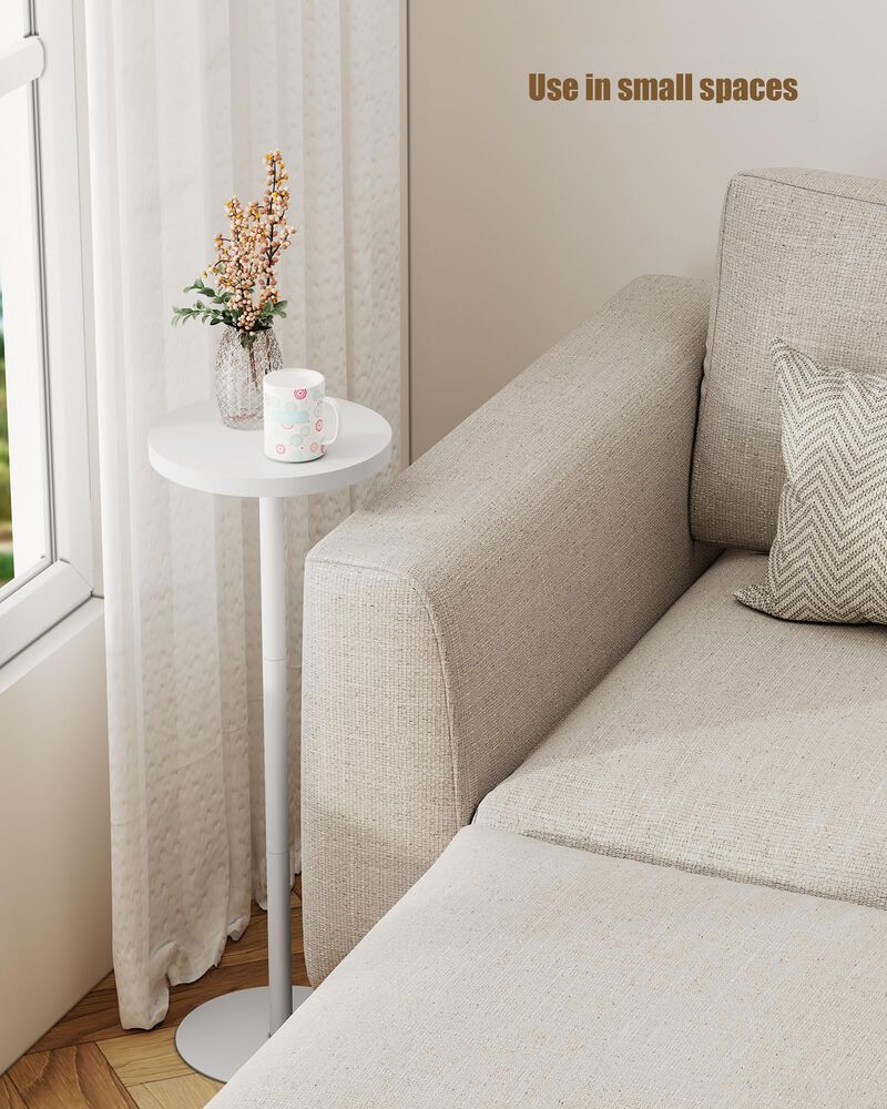 TUTOTAK Tall Round Side Table, Small End Table, Set of 2, Beside Table, Drink Table, Pedestal Side Table, livingroom, White TB01