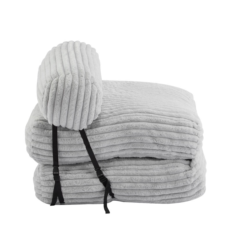Christopher Knight Home Giichi Modern Foldable Faux Fur Bean Bag Convertible Lounge Bed with Pillow image number 6