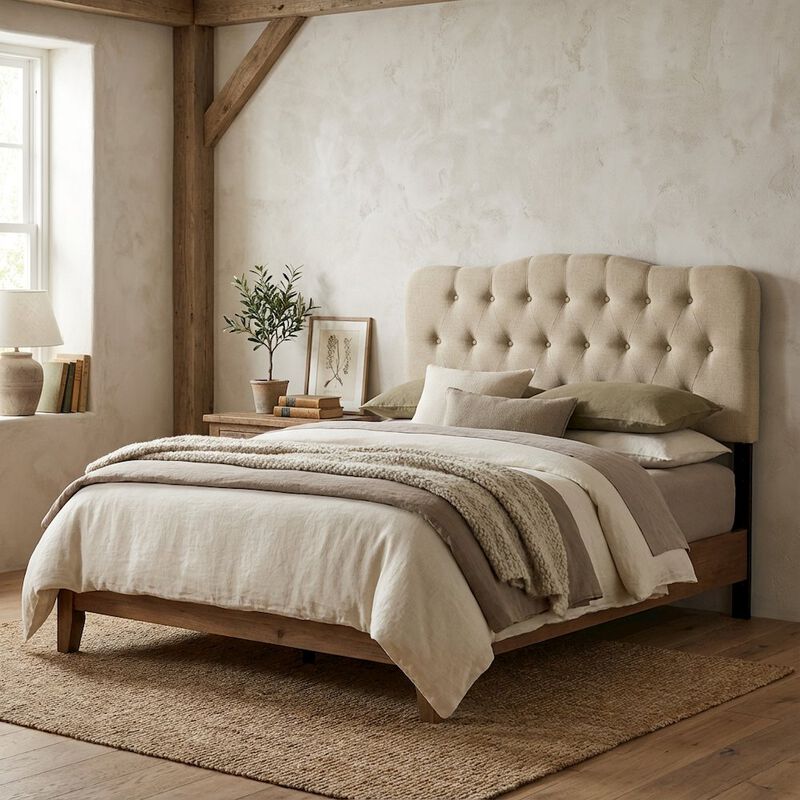 Upholstered Queen Fabric Headboard with Soft Padding and Durable Frame image number 2