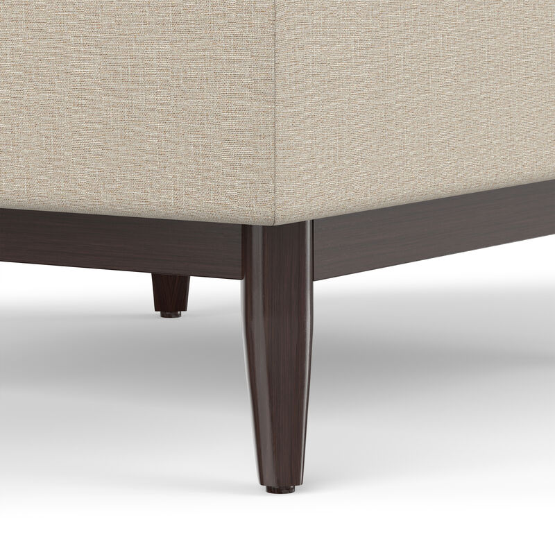 Owen 34 inch Wide Mid Century Modern Rectangle Coffee Table Storage Ottoman in Natural Linen Look Fabric, Assembled image number 6