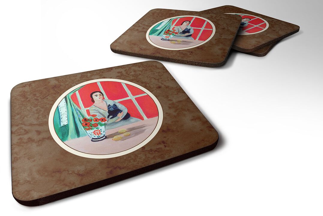 Caroline's Treasures 7269FC Lady With Her Schipperke Foam Coasters (Set of 4), 3.5, Multicolor