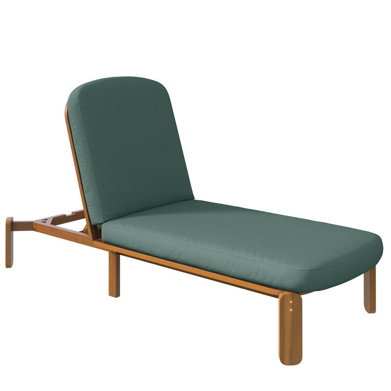 Merax Acacia Wood Adjustable Outdoor Chaise Lounge with Thick UV-Resistant Cushion image number 0