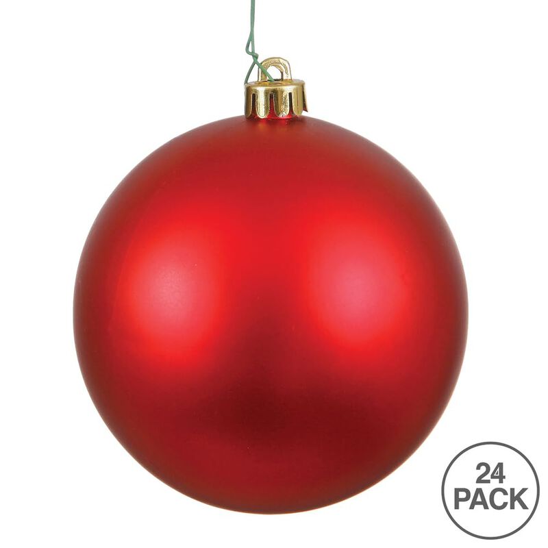 Vickerman 2.4" Christmas Ornament Ball, Red Matte Finish, Shatterproof Plastic, UV Resistant, Holiday Christmas Tree Decoration, 24 Pack image number 2