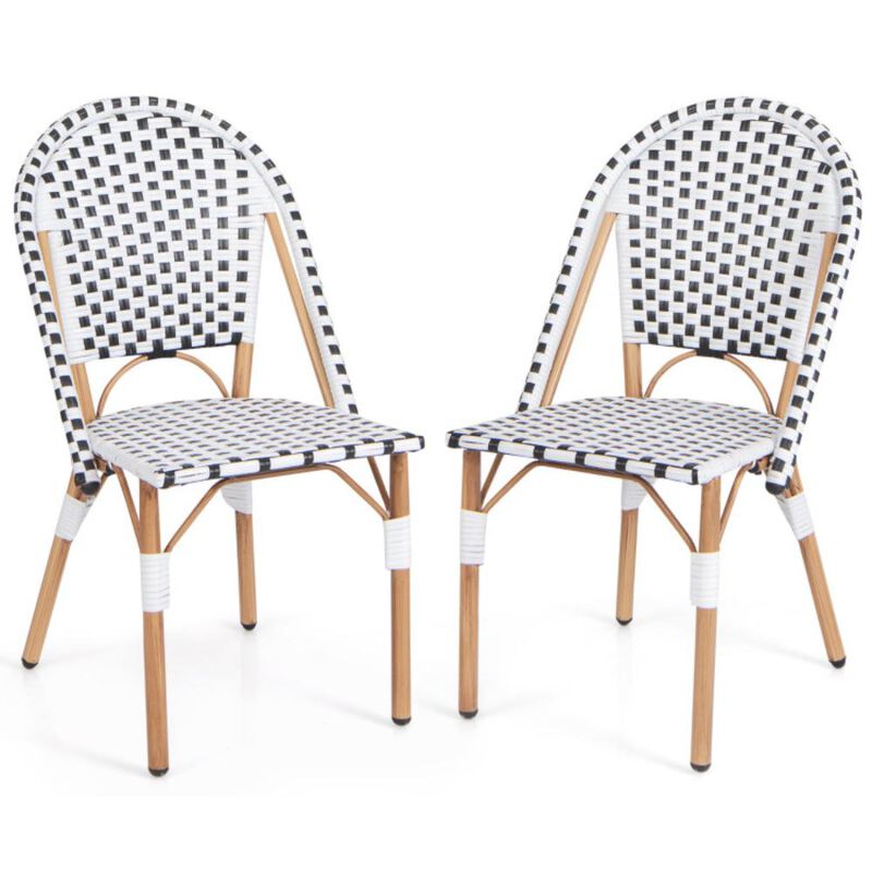 Hivvago French Bistro Chair Set of 2 with Galvanized Metal Framex
